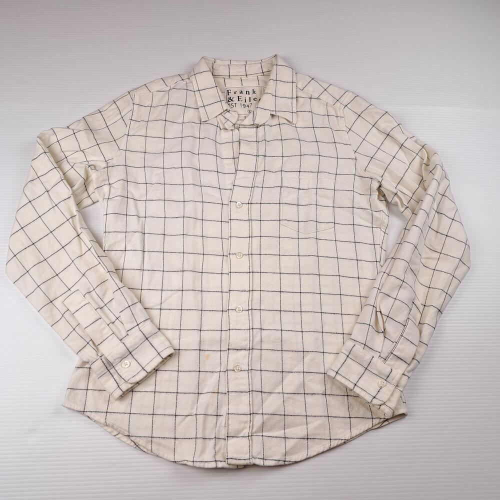 Frank & Eileen Shirt Womens Small White Barry Check Button Up Cotton Flannel